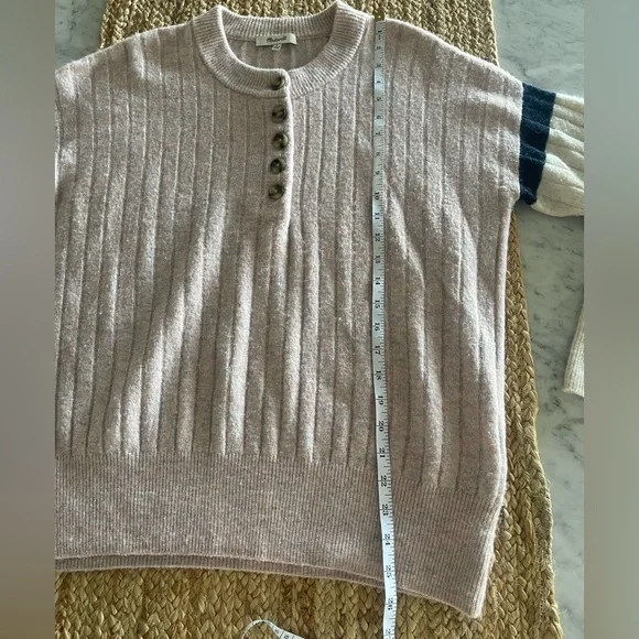 Madewell Striped Bowden Henley Sweater in Coziest Yarn 💗 size small - Picture 6 of 11
